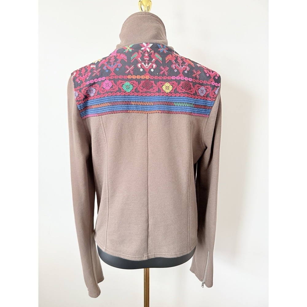 Ecote Women's L Embroidered Southwest Moto Zip Jacket Brown - Picture 12 of 16